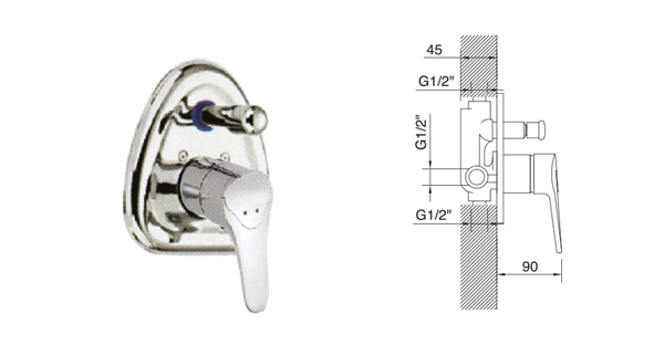 Imagen de Monocomando Bañera embutir 40 mm Golf