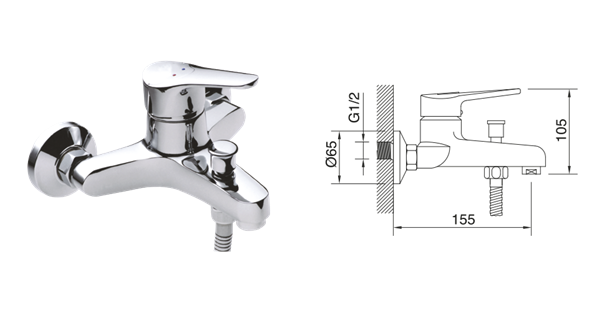 Imagen de Monocomando Bañera exterior 40 mm Golf