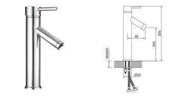 Imagen de Monocomando Lavatorio Alto 40 Vector