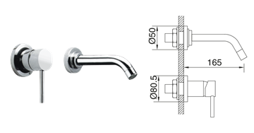 Imagen de Monocomando Lavatorio Pared Vector