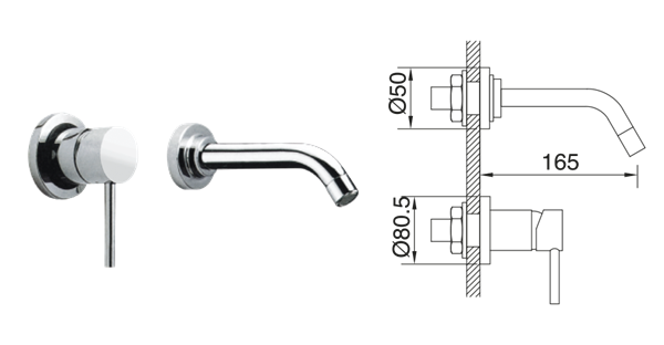 Imagen de Monocomando Lavatorio Pared Vector