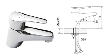 Imagen de Monocomando Lavatorio  40 mm Golf