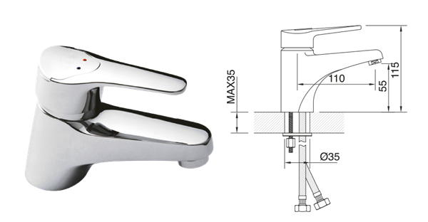 Imagen de Monocomando Lavatorio  40 mm Golf